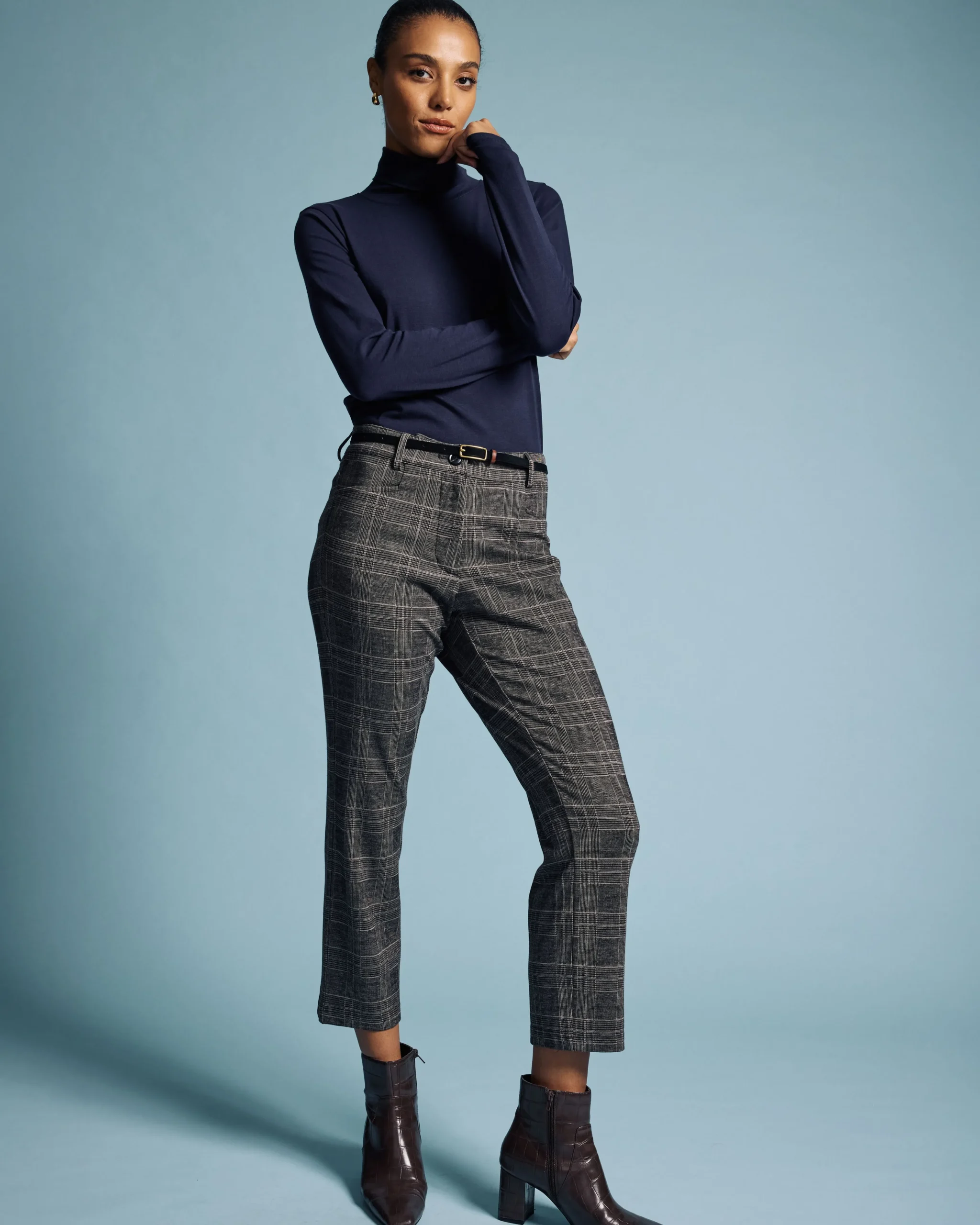 Cigarette Ponte Pants British Plaid