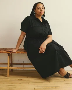 City Poplin Shirtdress Black