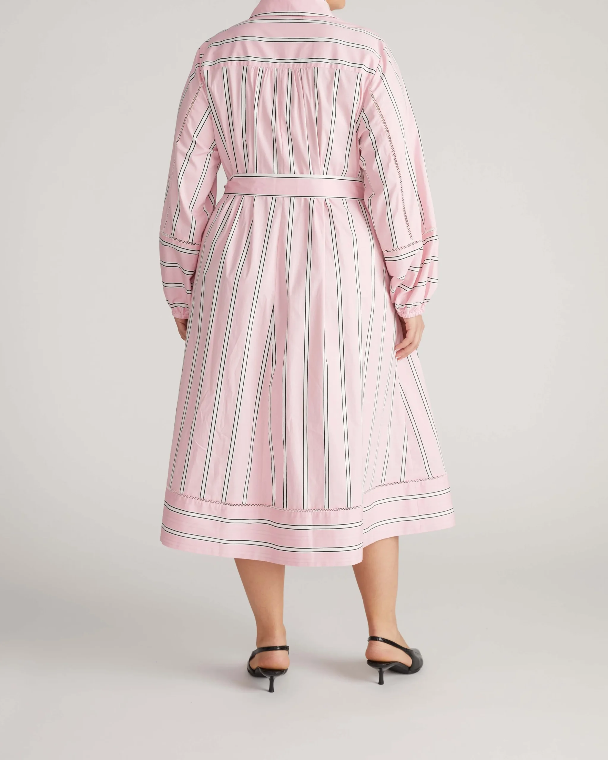 Claire Stretch Poplin Shirtdress Pink Horizon Stripe