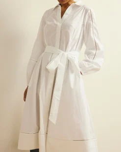 Claire Stretch Poplin Shirtdress White