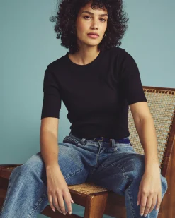Classic Ribbed Tee Black