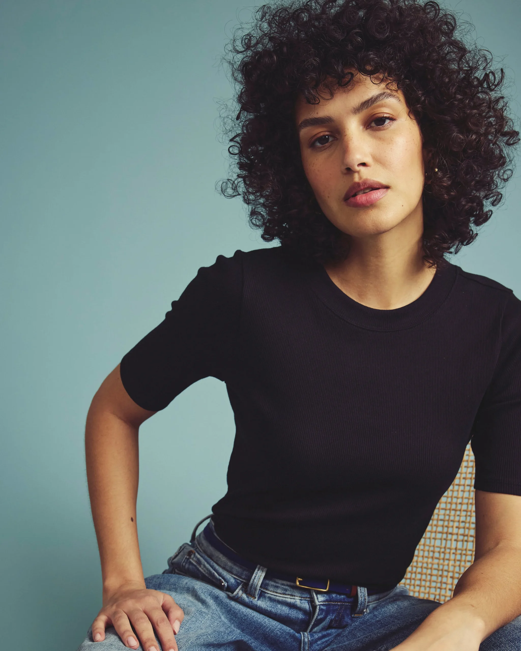 Classic Ribbed Tee Black
