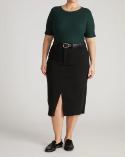 Classic Ribbed Tee Forest Green/Striped Trim