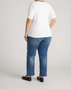 Classic Ribbed Tee White/Striped Trim
