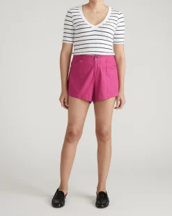 Classic V-Neck Ribbed Tee Nautical Navy Stripe
