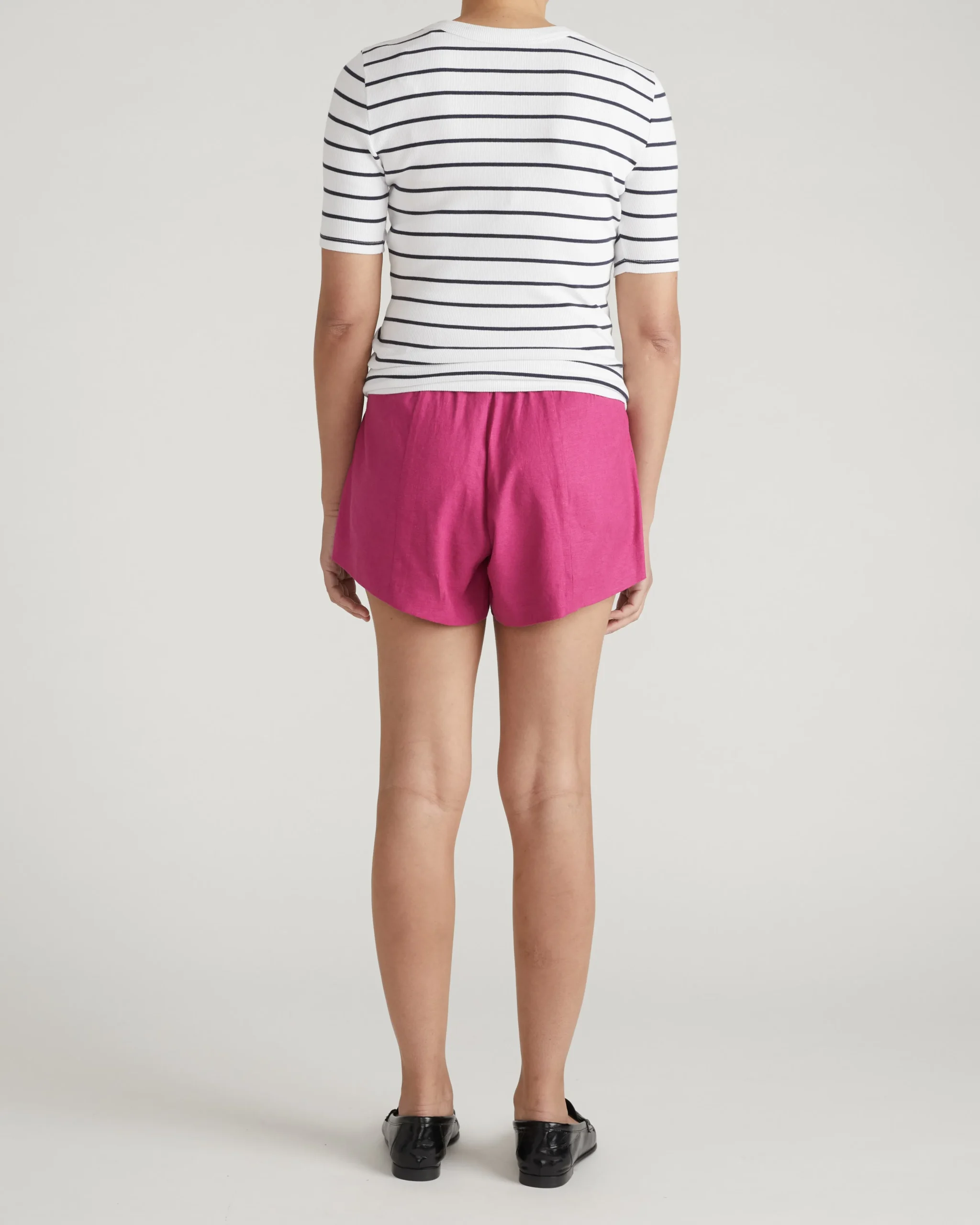 Classic V-Neck Ribbed Tee Nautical Navy Stripe