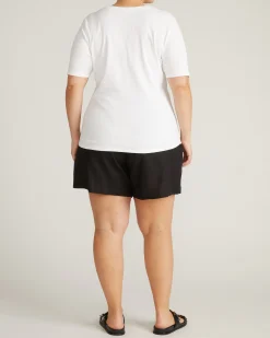 Classic V-Neck Ribbed Tee White