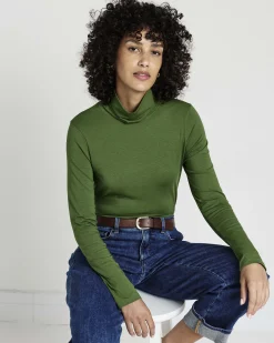 Close Fit Turtleneck Garden Green