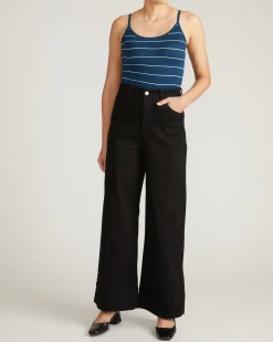 Cloud Rib Camisole Teal/White Microstripe