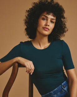 Cloud Rib Short Sleeve Crew Neck Tee Deep Sea