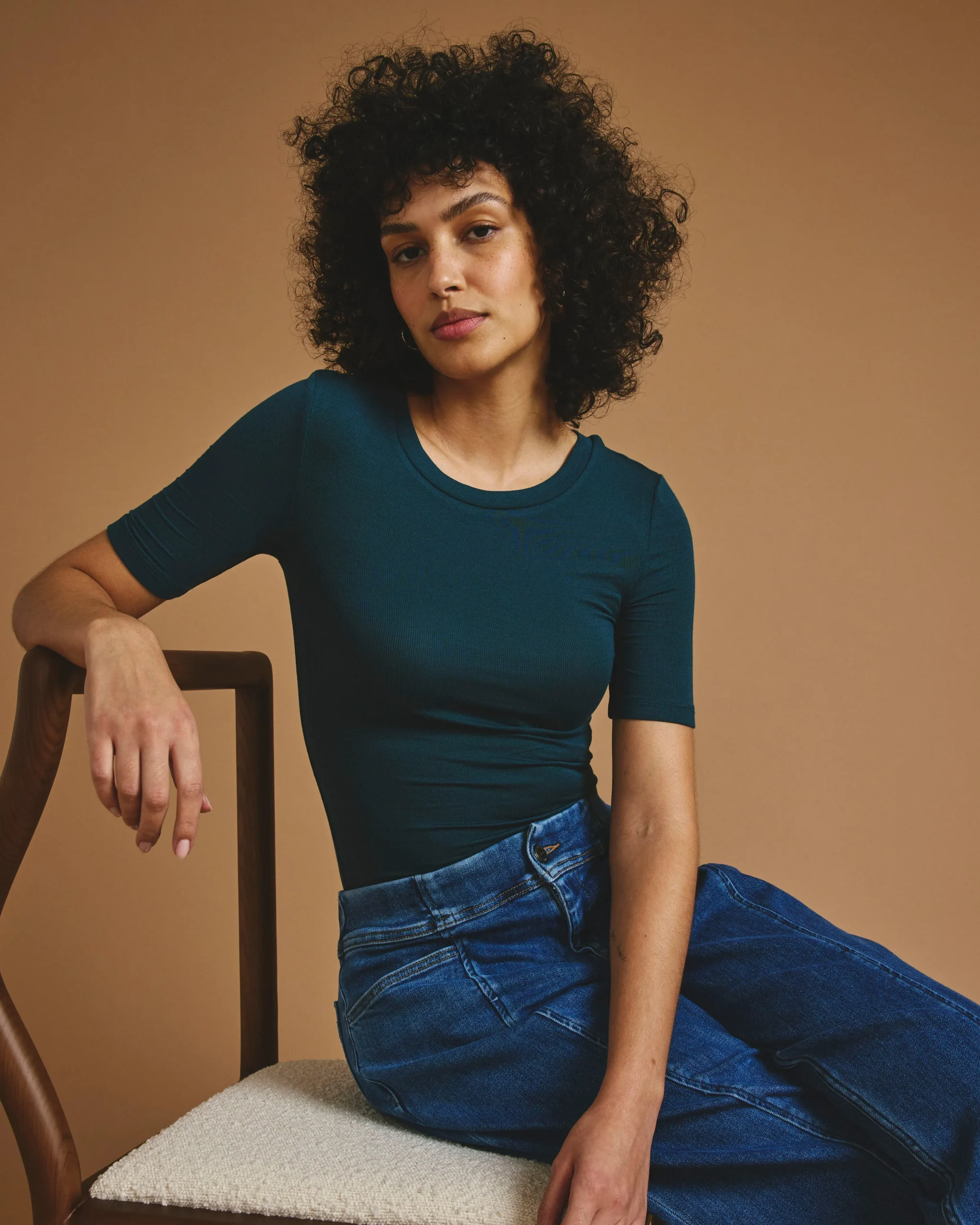 Cloud Rib Short Sleeve Crew Neck Tee Deep Sea