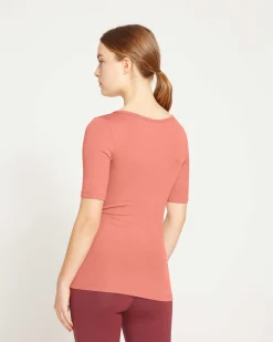 Cloud Rib Short Sleeve Square Neck Tee Terracotta