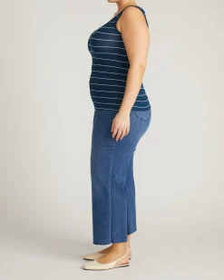 Cloud Rib Tank Teal/White Microstripe