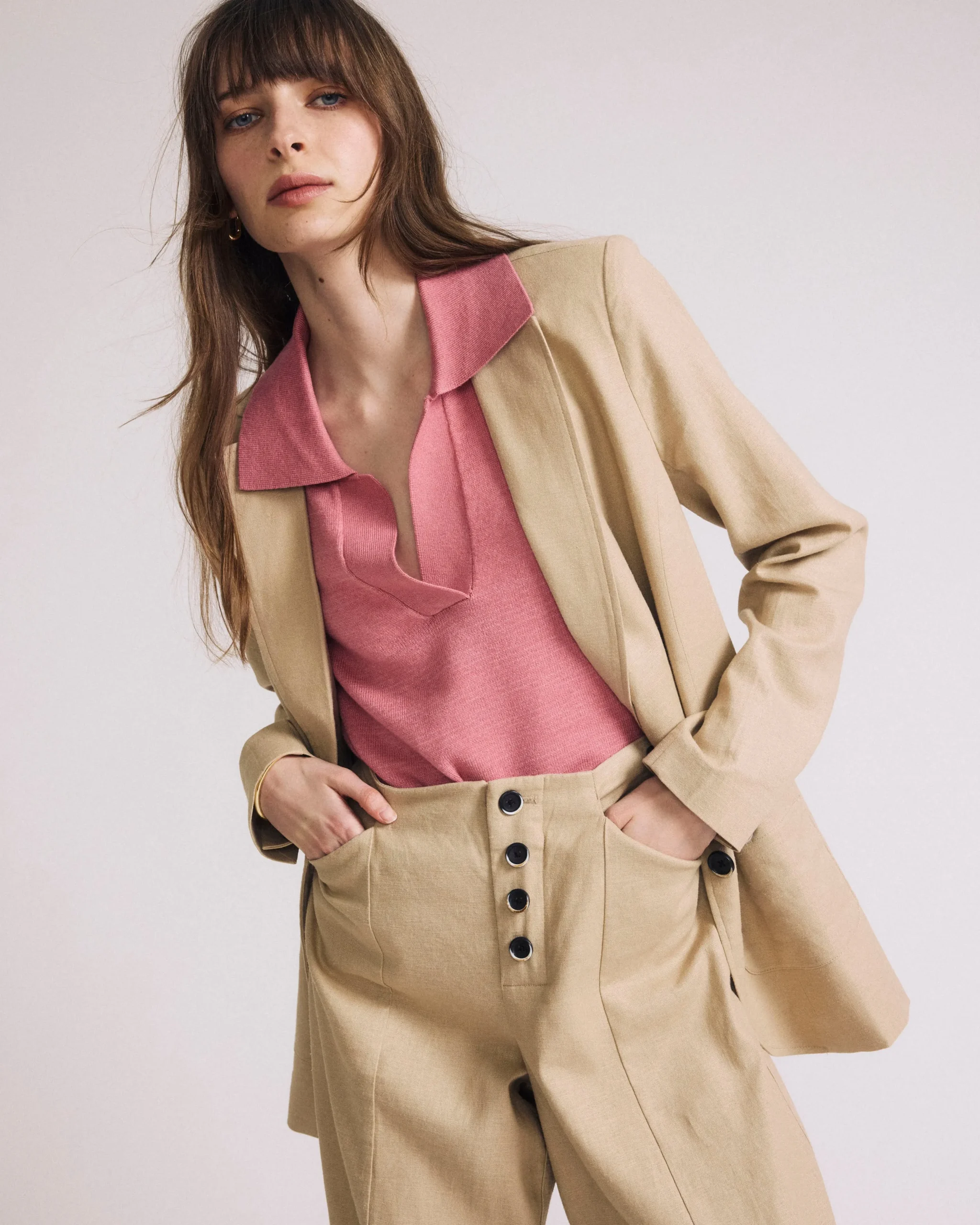 Coastal Linen Blend Blazer Danish Coffee