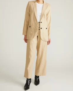 Coastal Linen Blend Blazer Danish Coffee