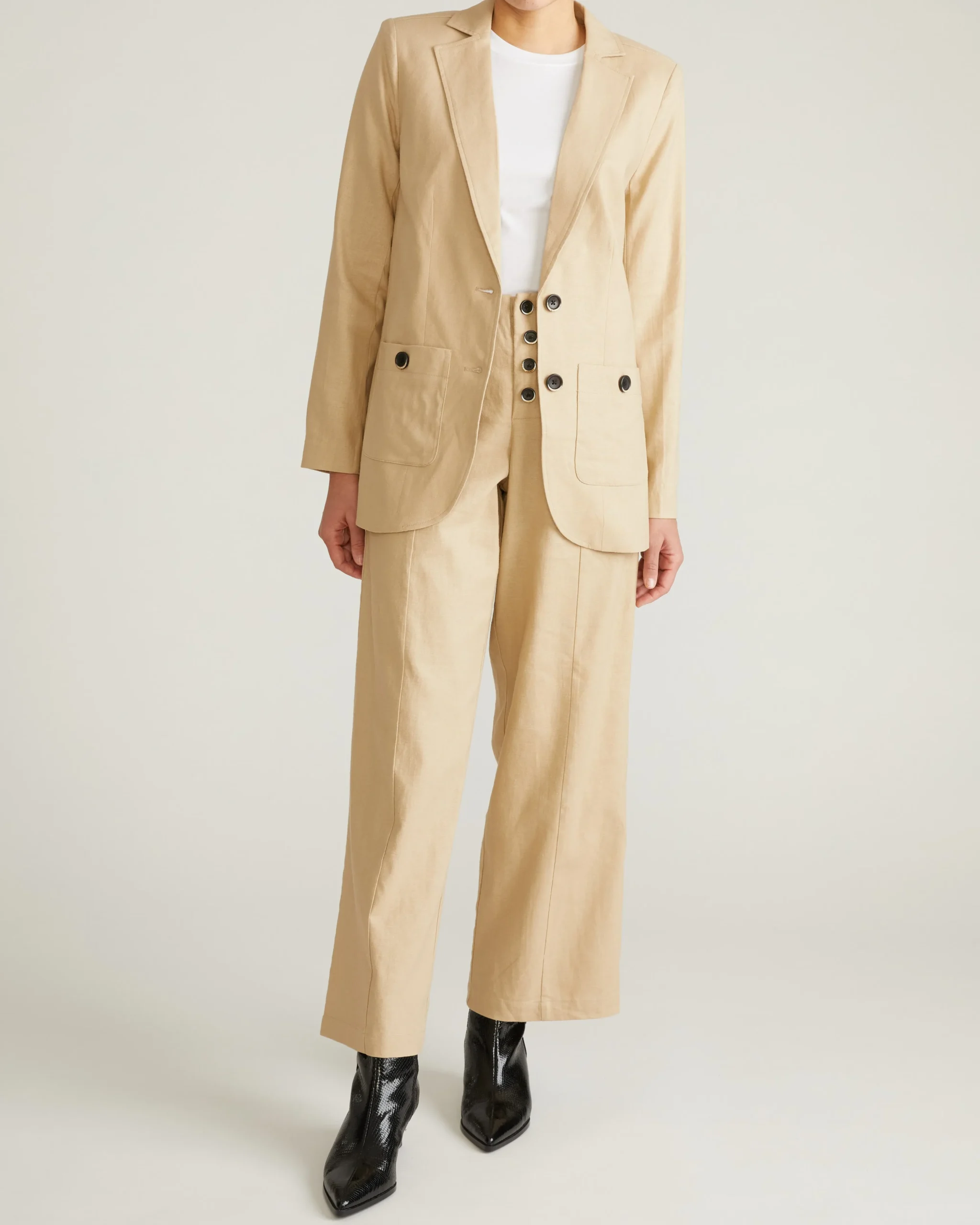Coastal Linen Blend Blazer Danish Coffee