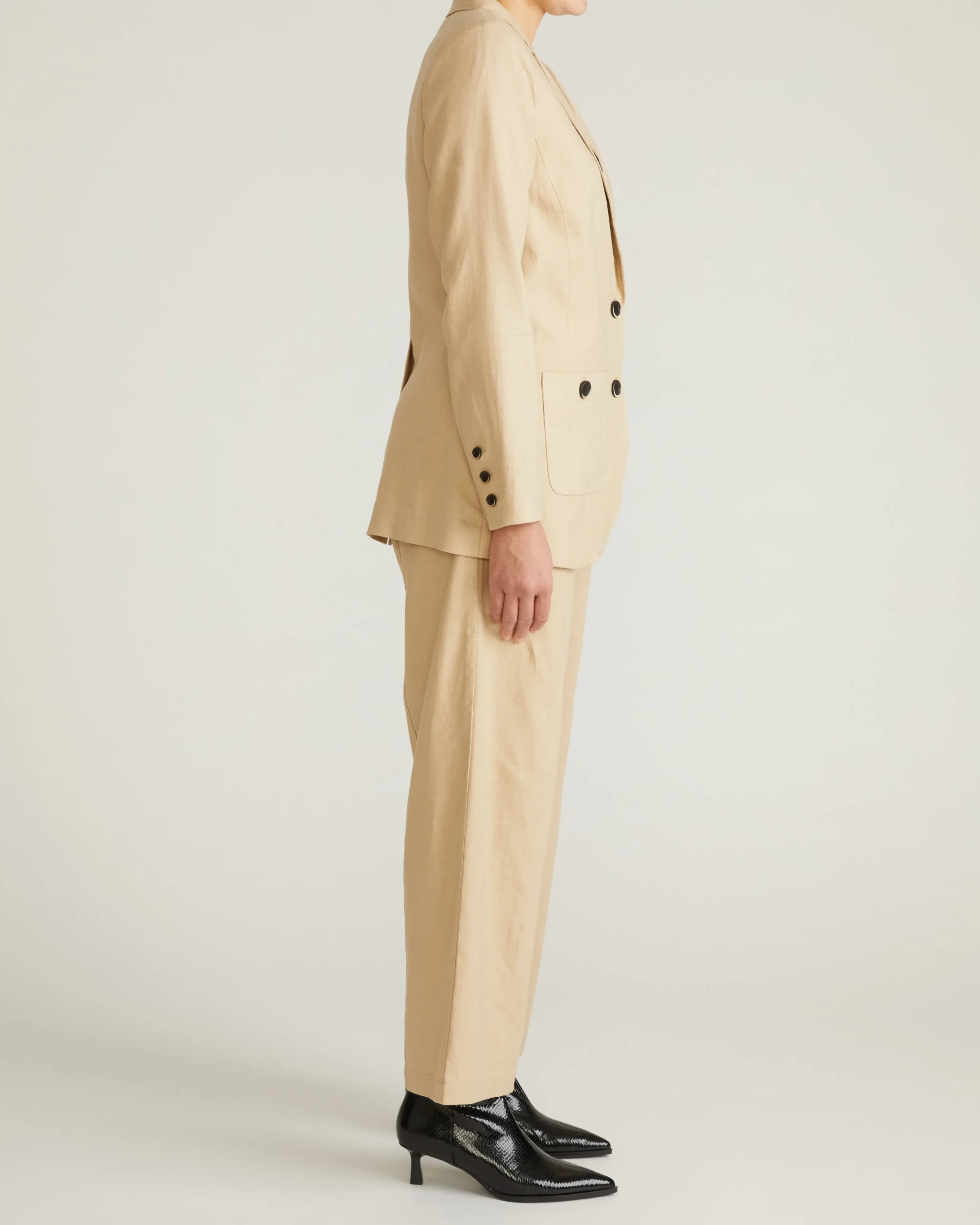 Coastal Linen Blend Blazer Danish Coffee