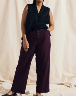 Coastal Linen Blend Pants Acai