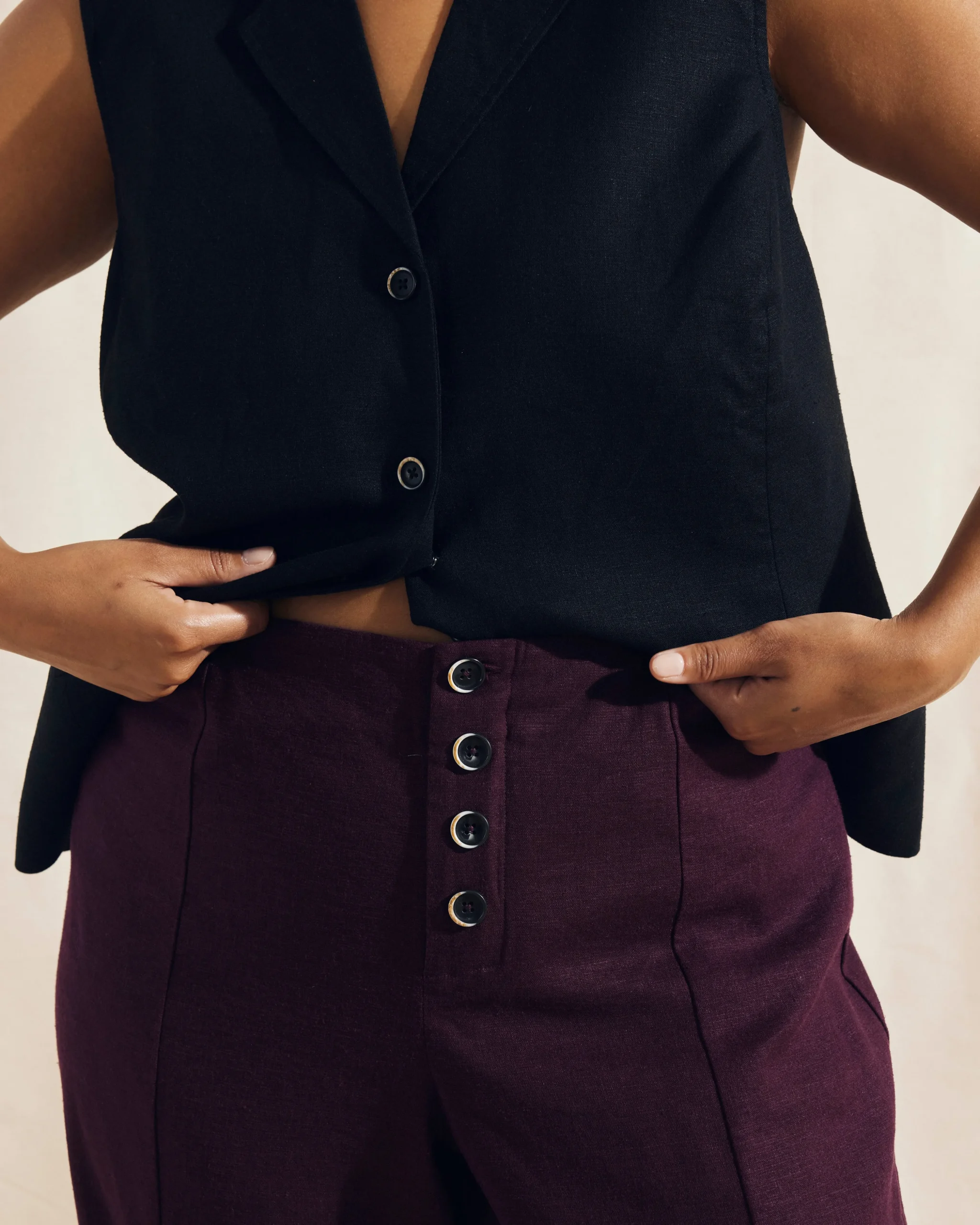Coastal Linen Blend Pants Acai