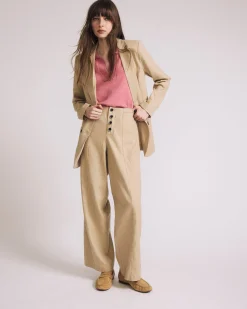 Coastal Linen Blend Pants Danish Coffee