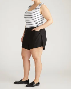 Coastal Linen Blend Shorts Black