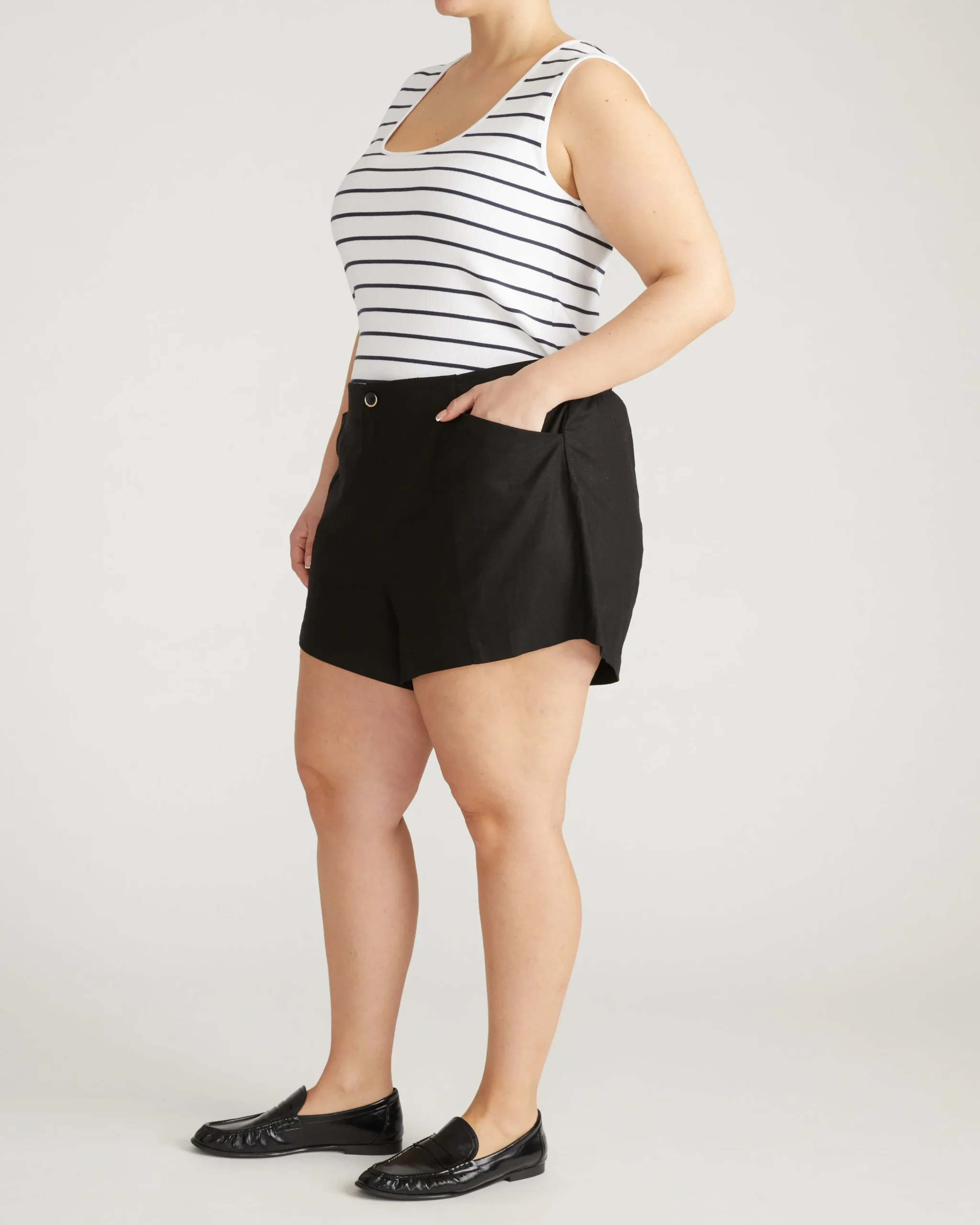 Coastal Linen Blend Shorts Black