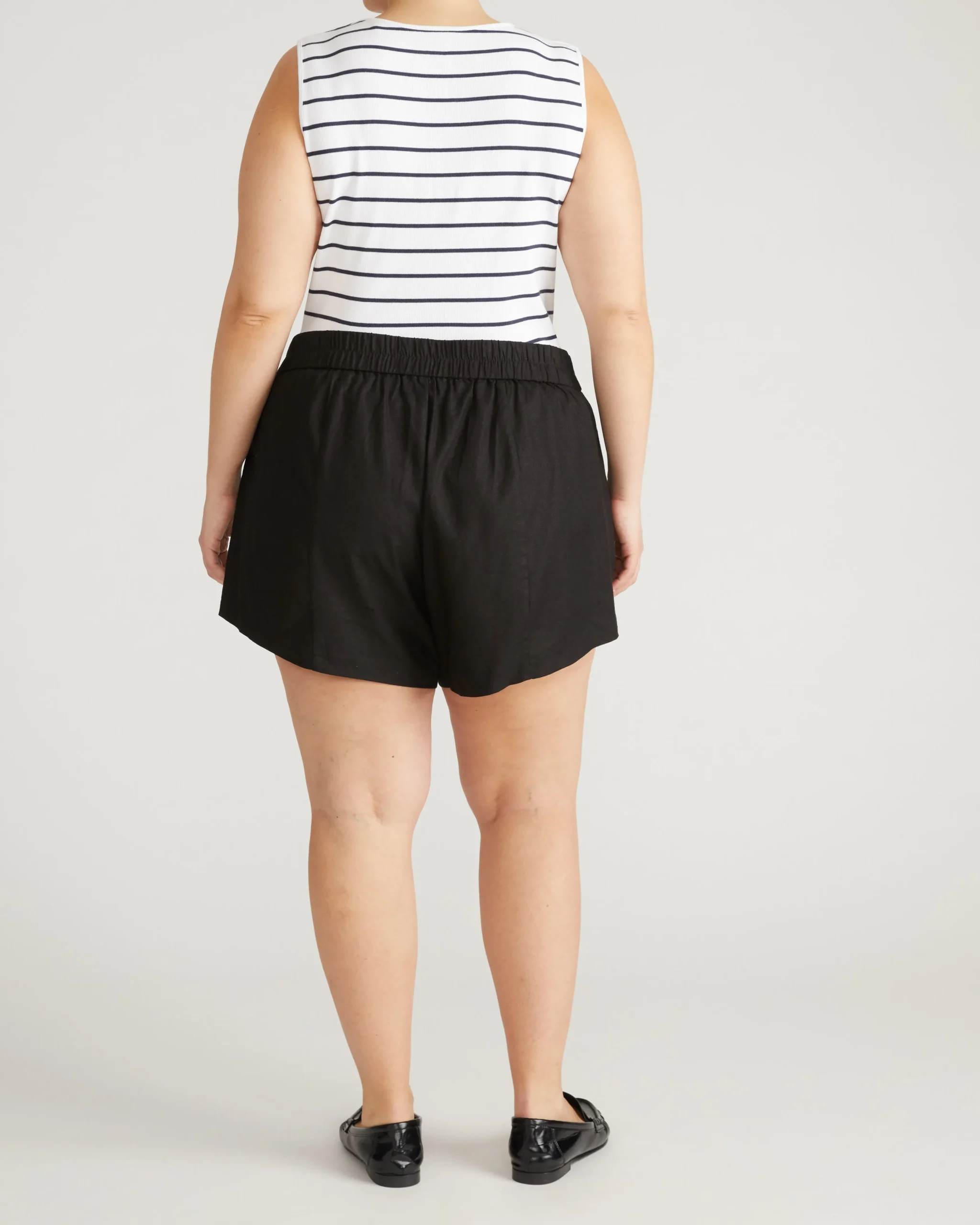 Coastal Linen Blend Shorts Black