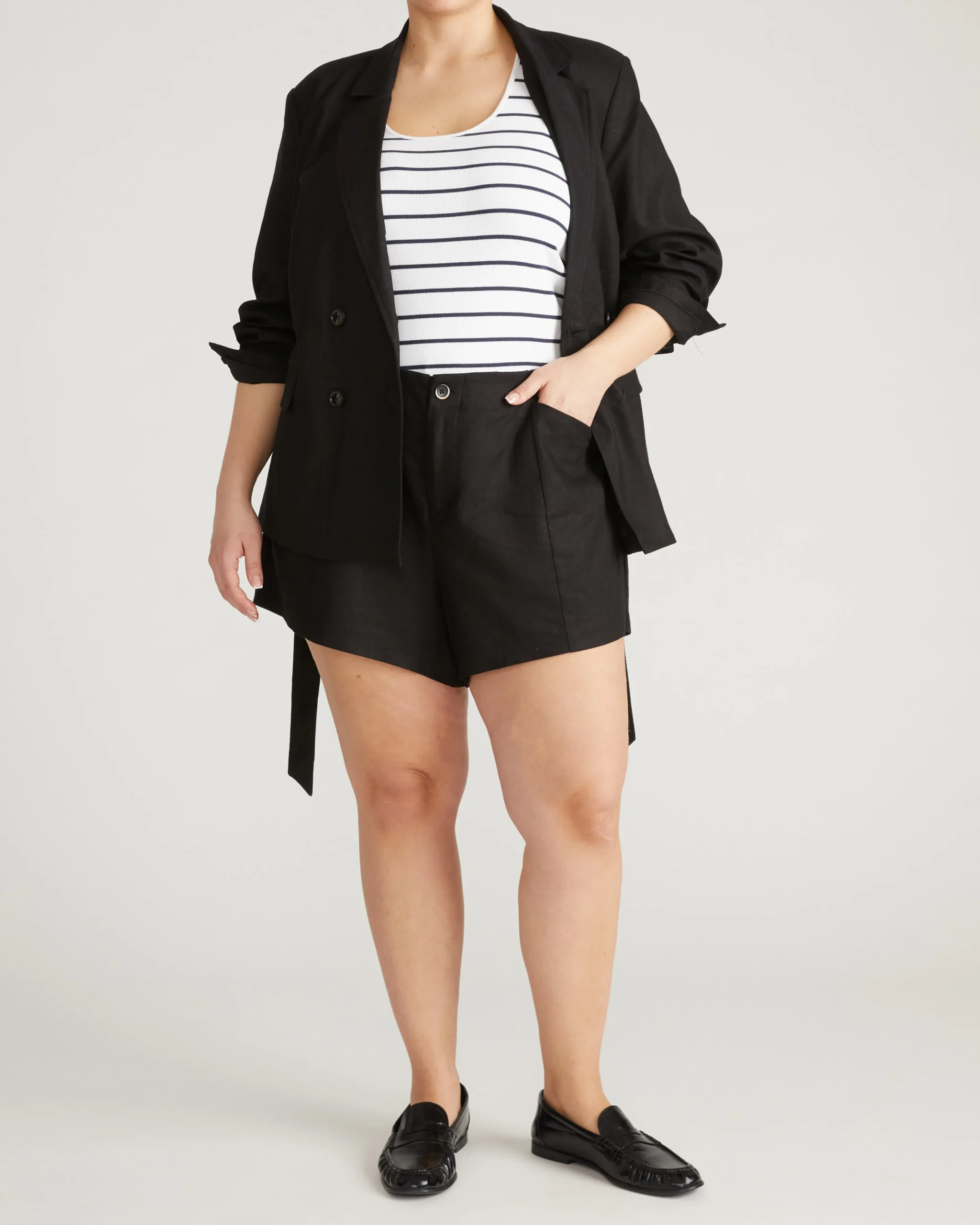 Coastal Linen Blend Shorts Black