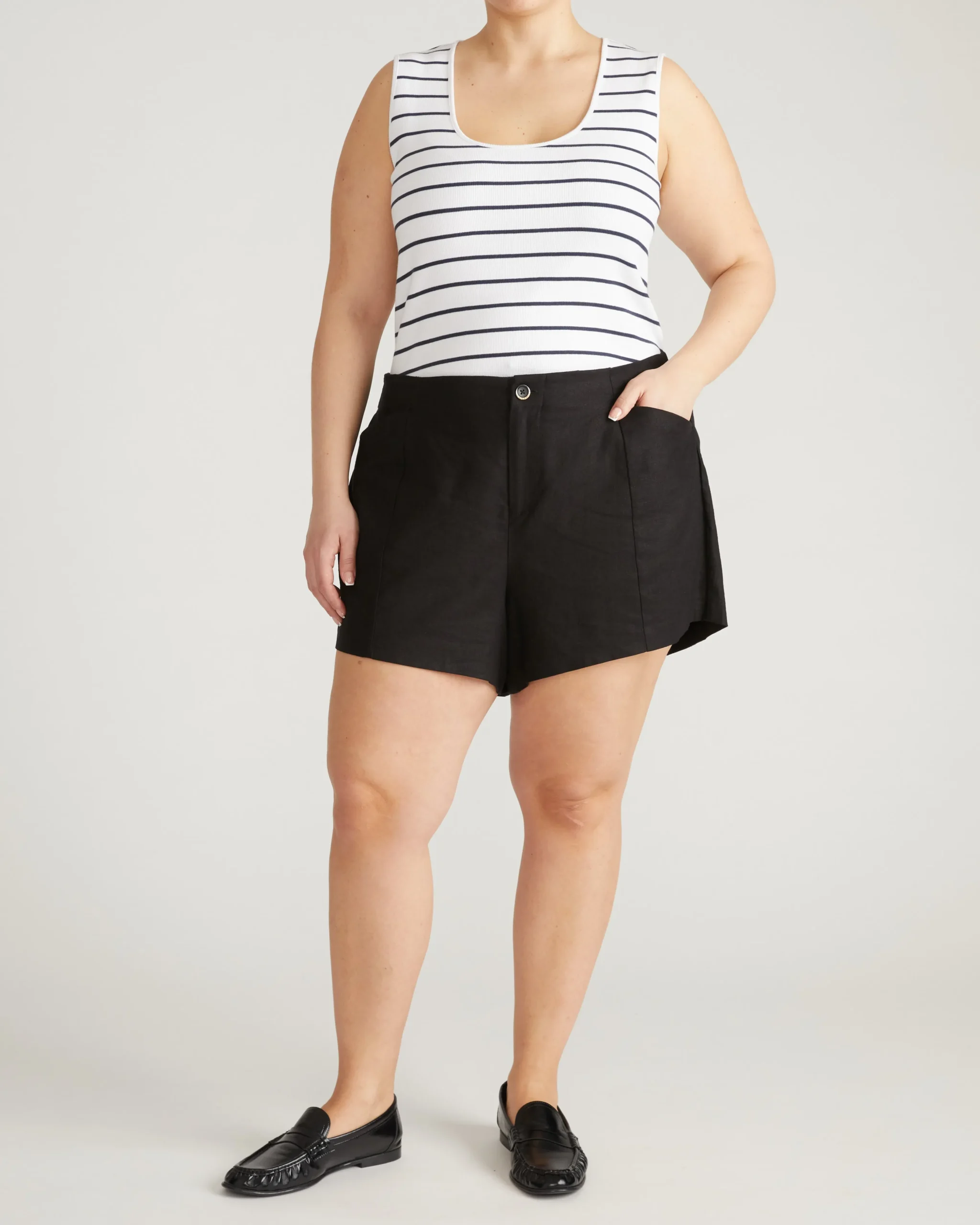 Coastal Linen Blend Shorts Black