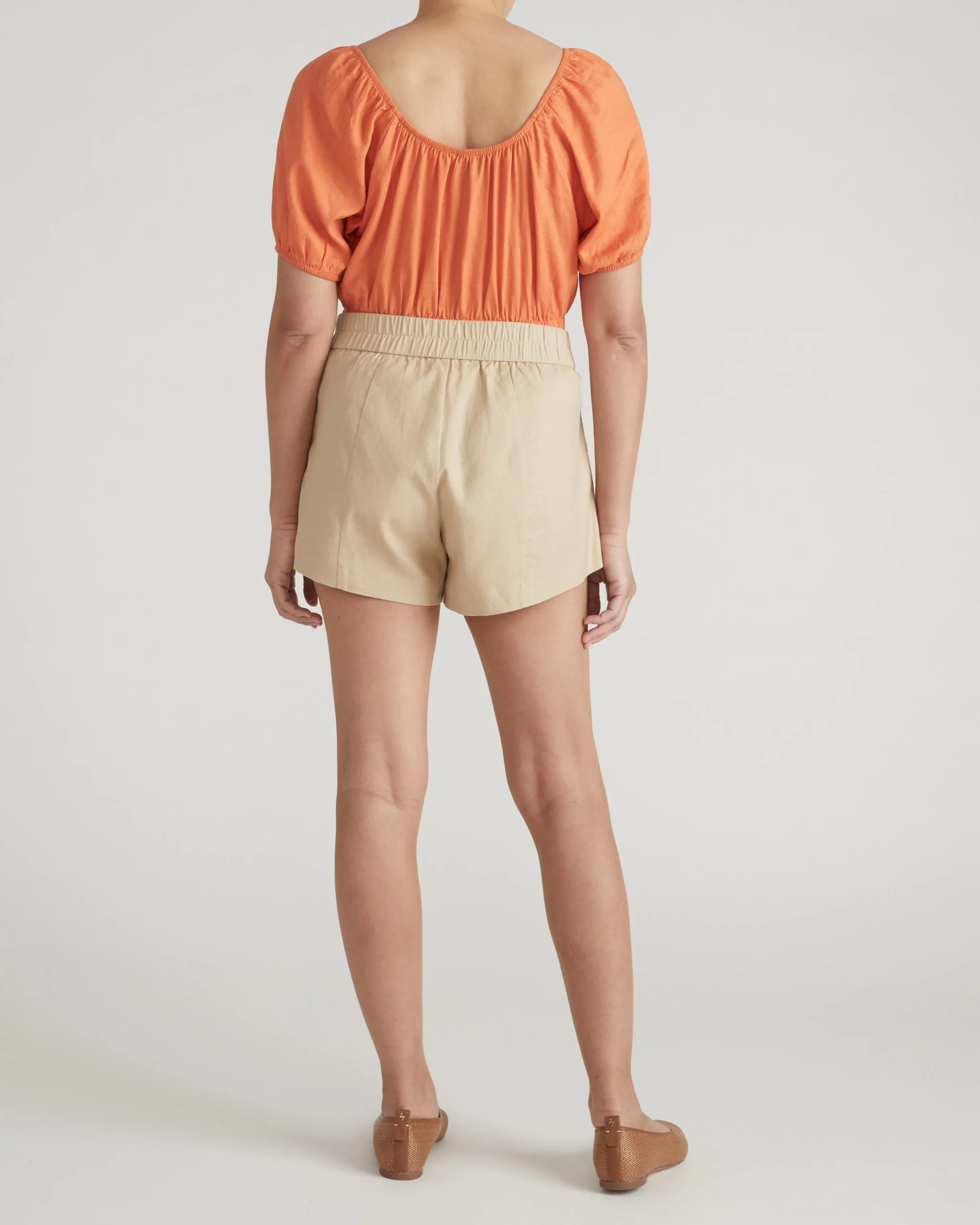 Coastal Linen Blend Shorts Danish Coffee