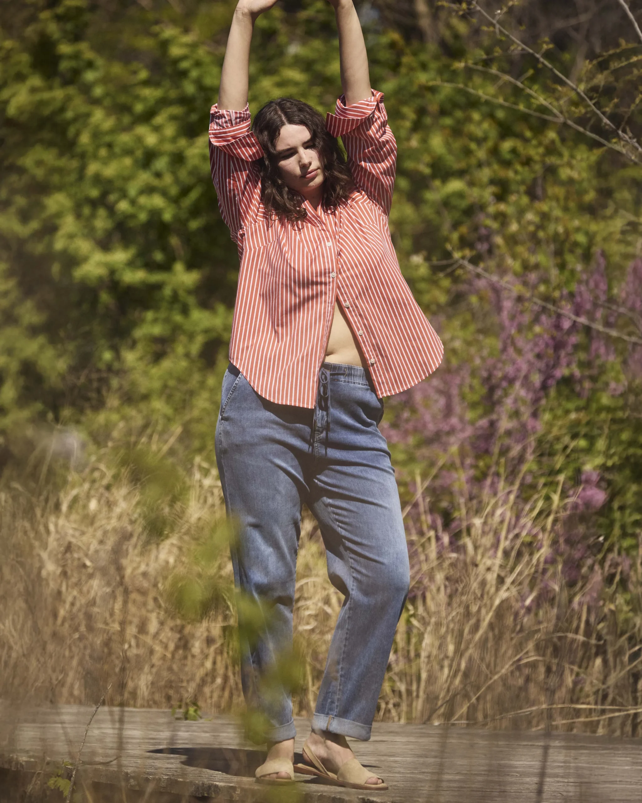 ComfortDenim Drawstring Jeans Western Blue Wash