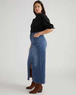 ComfortDenim Maxi Skirt Western Blue Wash
