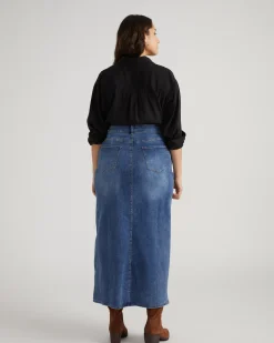 ComfortDenim Maxi Skirt Western Blue Wash
