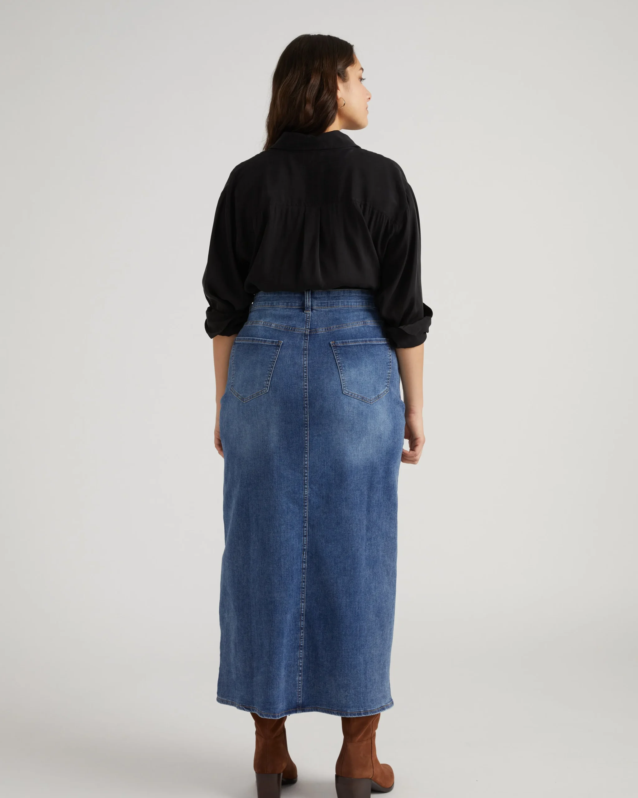 ComfortDenim Maxi Skirt Western Blue Wash