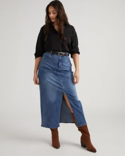 ComfortDenim Maxi Skirt Western Blue Wash