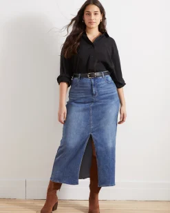 ComfortDenim Maxi Skirt Western Blue Wash