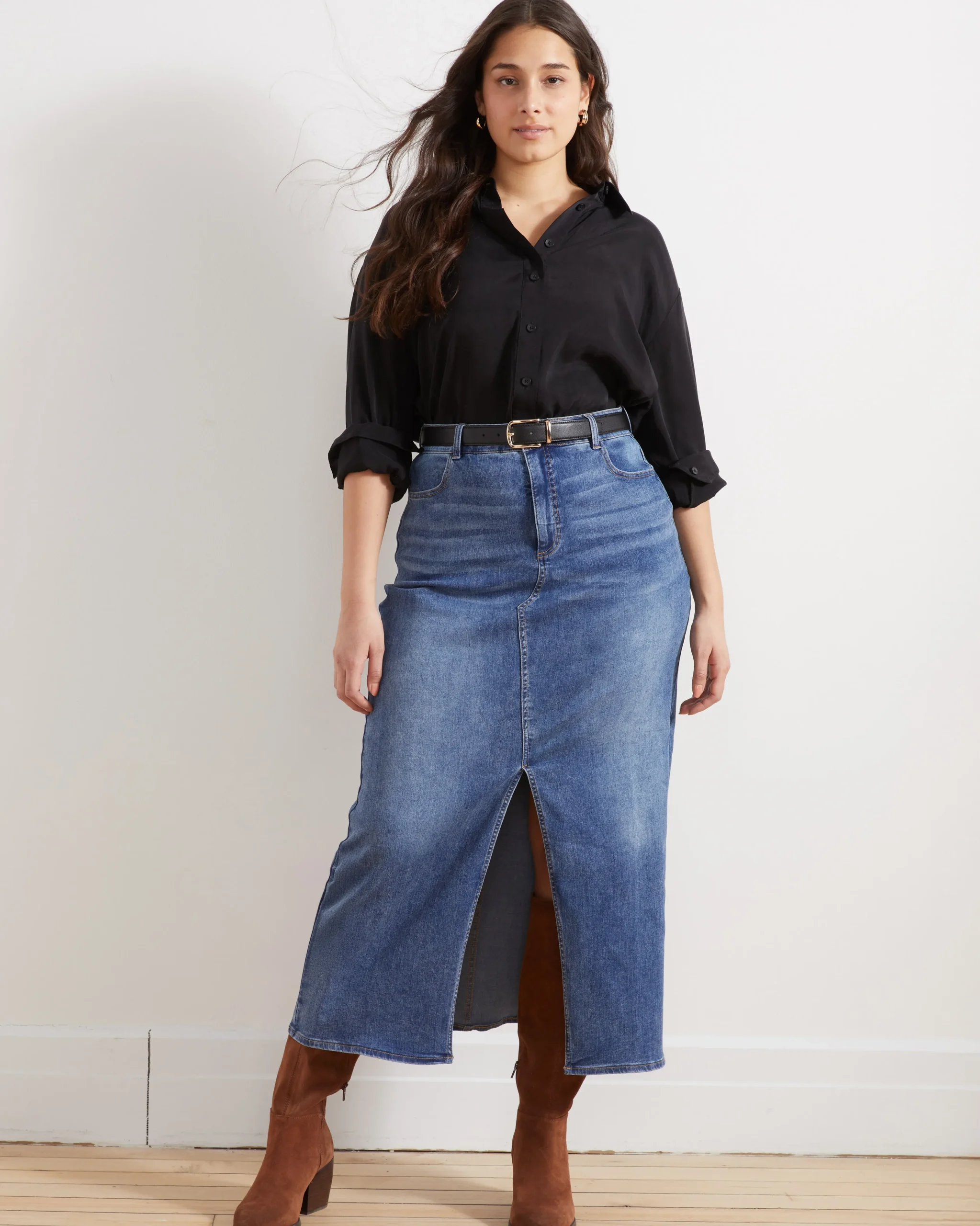 Cooling Stretch Cupro Oversized Artist Shirt Black