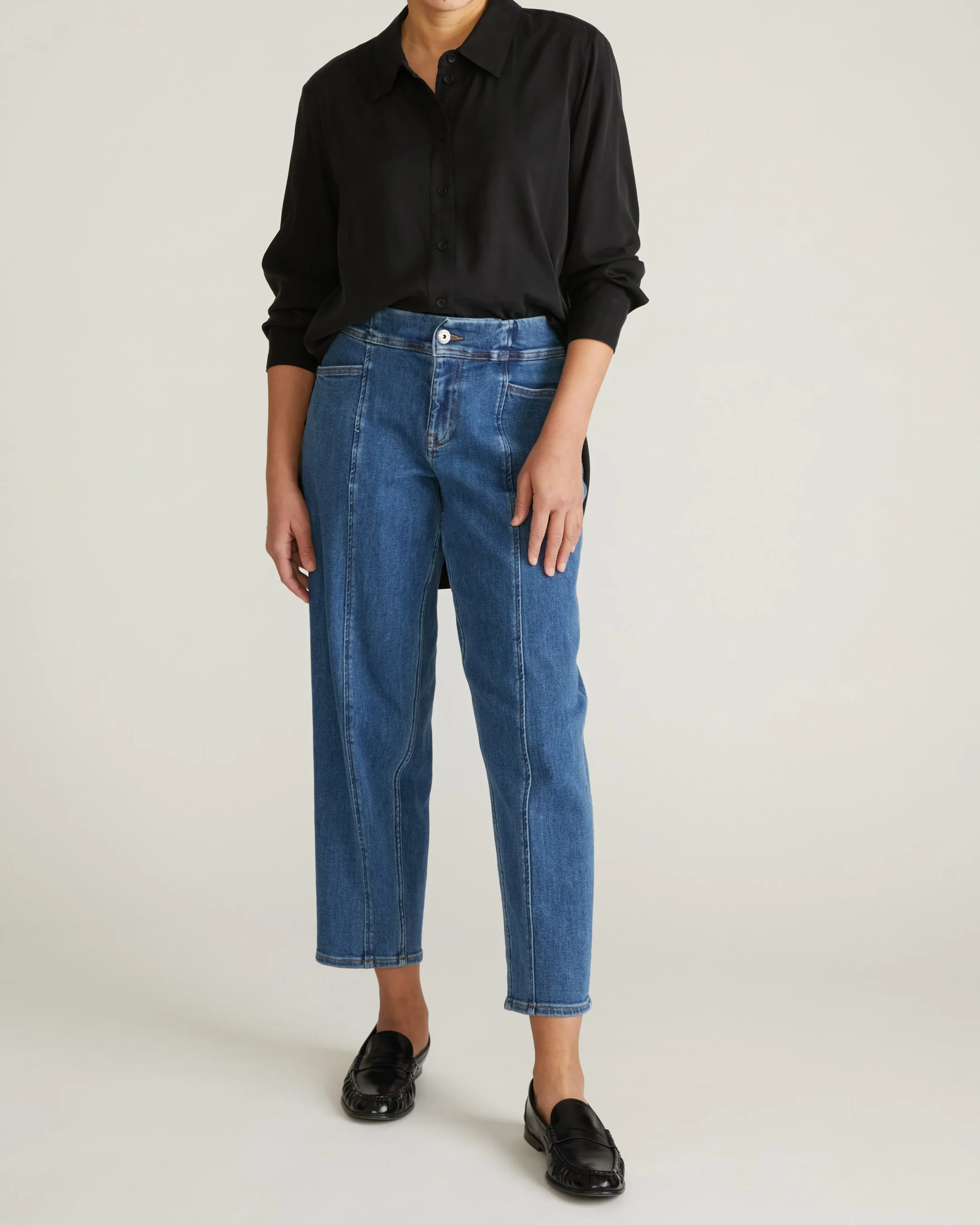 Cooling Stretch Cupro Oversized Artist Shirt Black