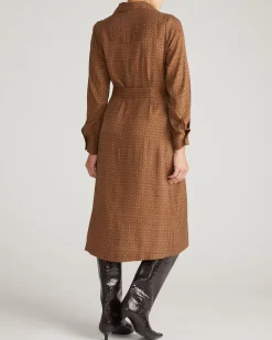 Cooling Stretch Cupro Savannah Dress Brown Hacienda Print
