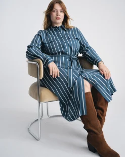 Cooling Stretch Cupro Savannah Dress Ensign Blue/White Stripe