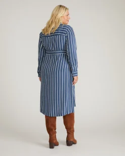 Cooling Stretch Cupro Savannah Dress Ensign Blue/White Stripe