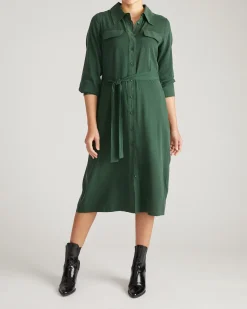 Cooling Stretch Cupro Savannah Dress Forest Green