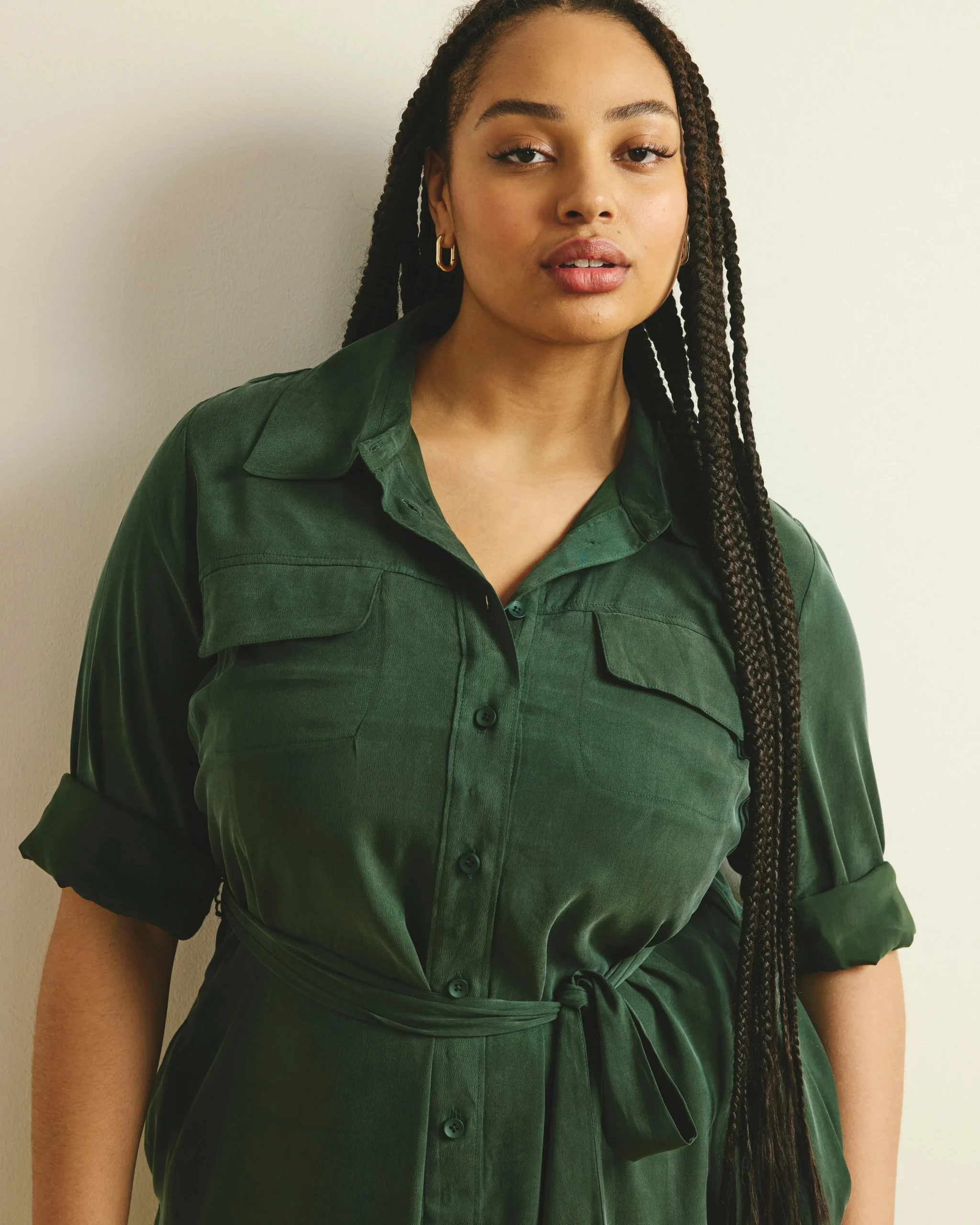 Cooling Stretch Cupro Savannah Dress Forest Green