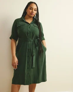 Cooling Stretch Cupro Savannah Dress Forest Green