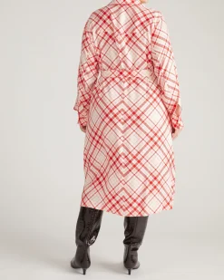 Cooling Stretch Cupro Savannah Dress Red Plaid Print