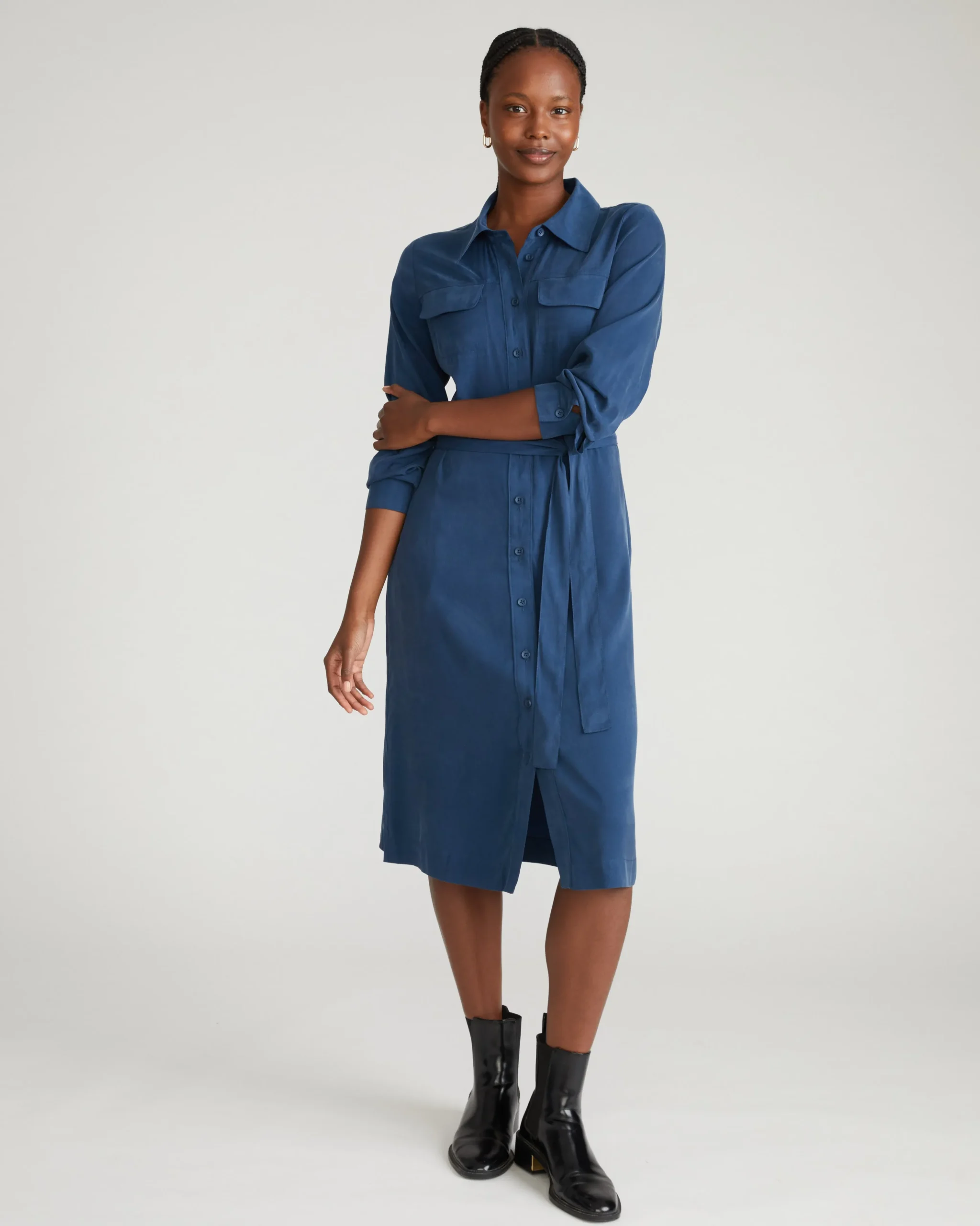 Cooling Stretch Cupro Savannah Dress Pageant Blue