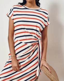 Crescent Breton Stripe Knot Dress Red/White/Blue Stripe