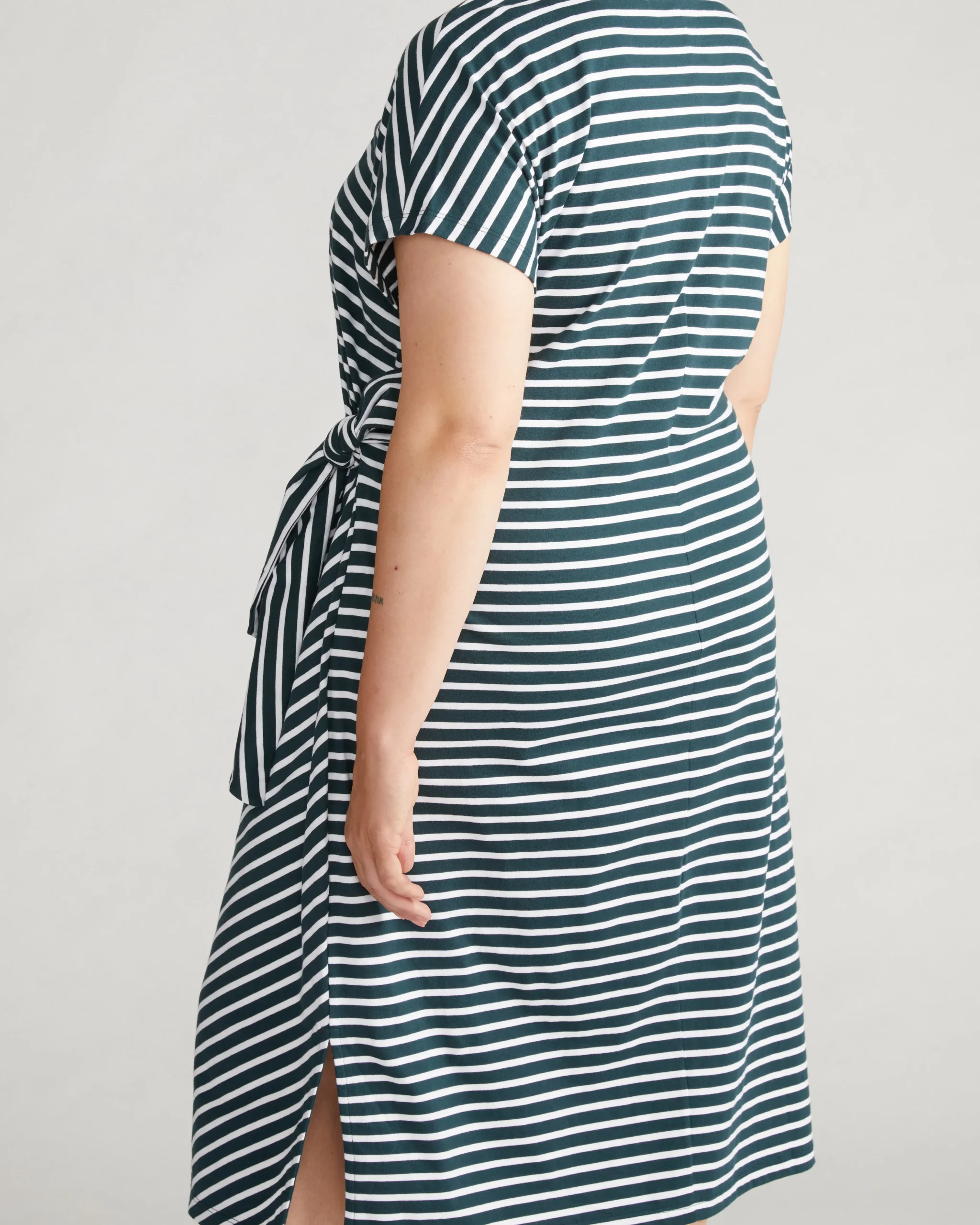 Crescent Breton Stripe Knot Dress Deep Sea/White Stripe