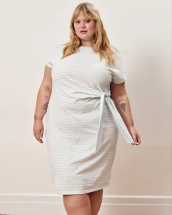 Crescent Breton Stripe Knot Dress Pale Blue/White Stripe