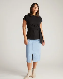 Crescent Breton Stripe Knot Tee Solid Black
